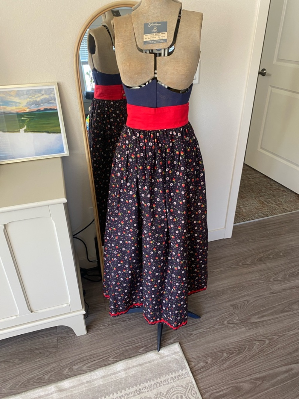 Vintage 1970s Floral Canvas Maxi Skirt